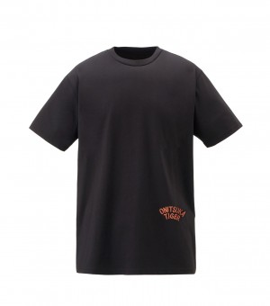 Black Onitsuka Tiger Graphic T Shirts | 07419-VTHD