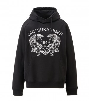 Black Onitsuka Tiger Sweat Hoodie | 04697-HKTQ