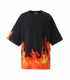 Black / Orange Onitsuka Tiger Ss Graphic T Shirts | 21386-IGUC