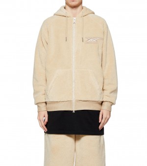 Brown Onitsuka Tiger Zip-Up Hoodie | 37205-TSQP