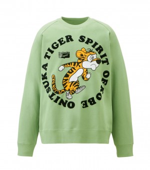 Light Green Onitsuka Tiger Sweat Tops | 39578-JTNC