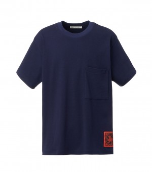 Navy Onitsuka Tiger T Shirts | 36417-YRHX