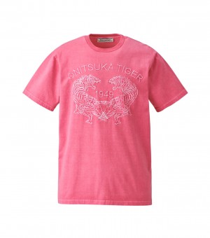 Pink Onitsuka Tiger Graphic T Shirts | 79865-HPTY