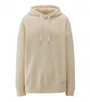 White Onitsuka Tiger Knit Hoodie | 41569-ZQCP