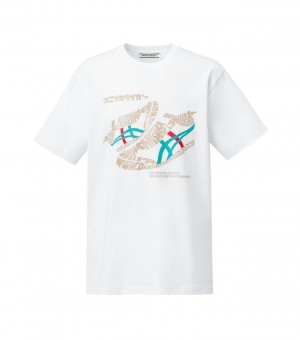 White Onitsuka Tiger T Shirts | 01756-IQAR