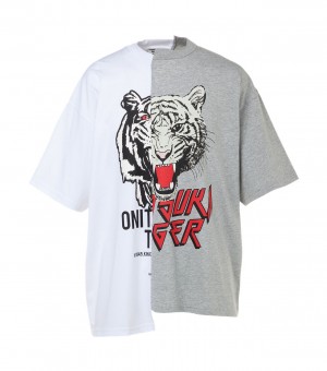 White Onitsuka Tiger T Shirts | 37840-WFNQ