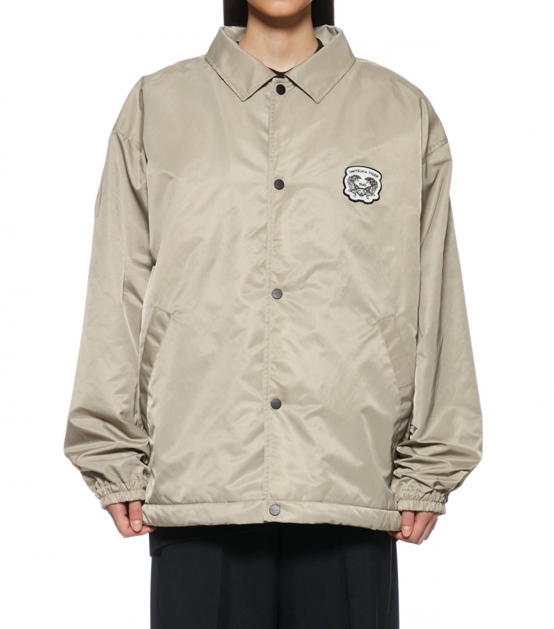 Beige Onitsuka Tiger Padded Coach Jackets | 05782-VSOF