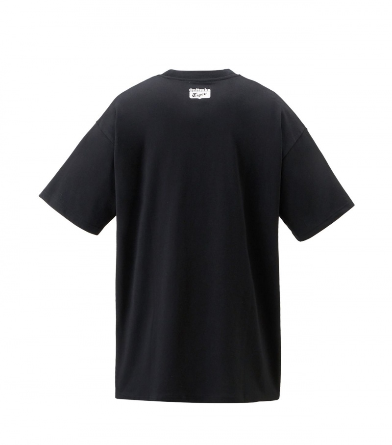 Black Onitsuka Tiger Graphic T Shirts | 04382-WQLG