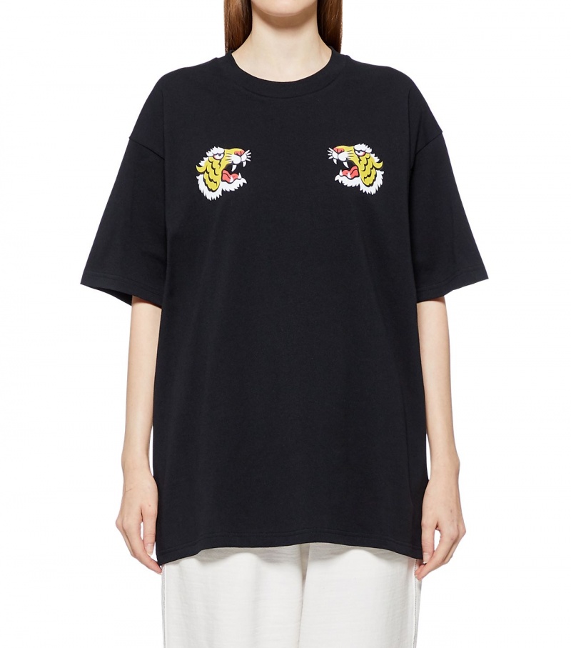 Black Onitsuka Tiger Graphic T Shirts | 04382-WQLG