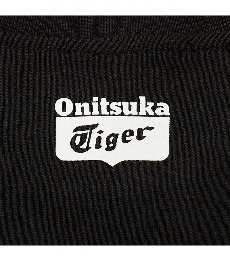 Black Onitsuka Tiger Graphic T Shirts | 04382-WQLG