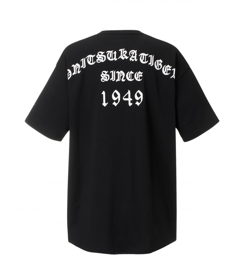 Black Onitsuka Tiger Graphic T Shirts | 16594-RYTM