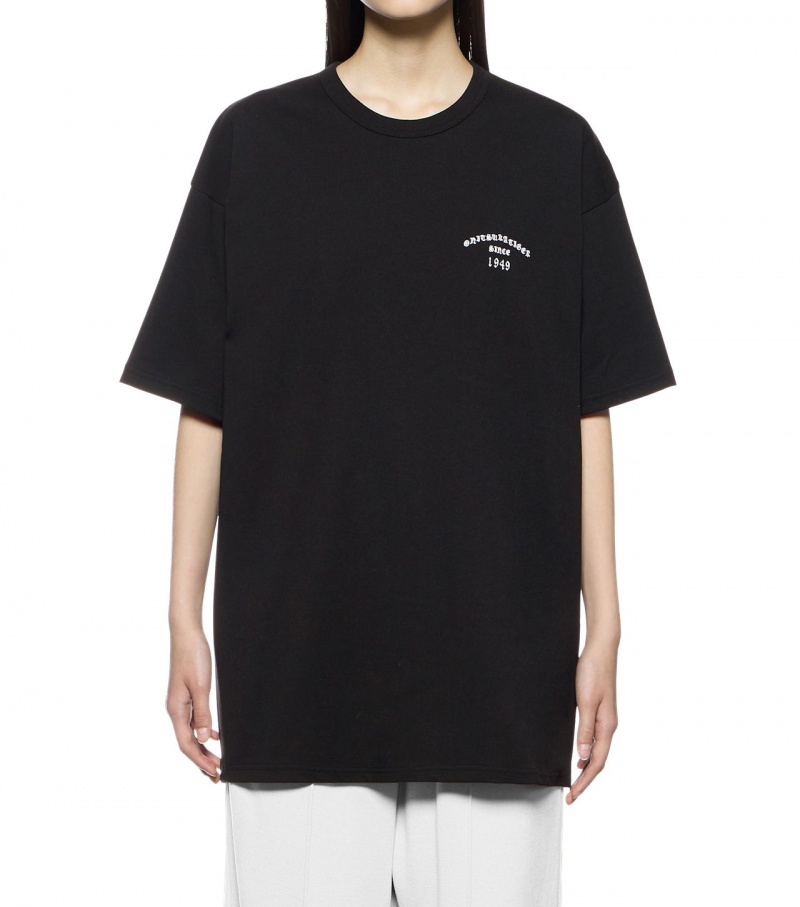 Black Onitsuka Tiger Graphic T Shirts | 16594-RYTM