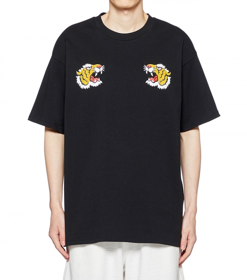 Black Onitsuka Tiger Graphic T Shirts | 23975-OFQH