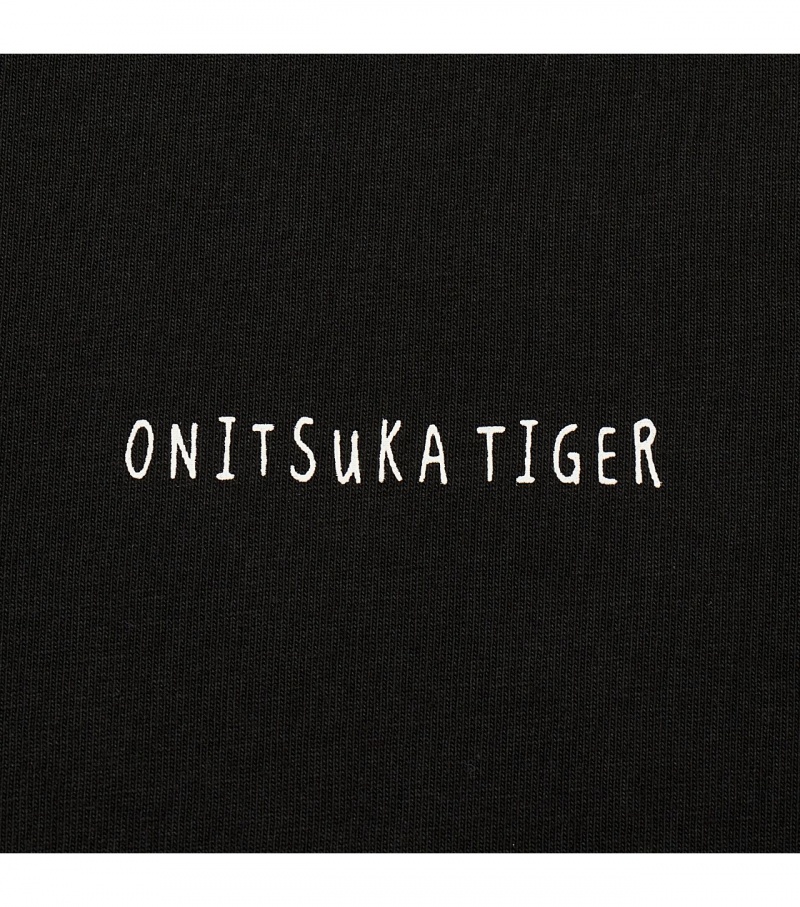 Black Onitsuka Tiger Graphic T Shirts | 29056-AJER