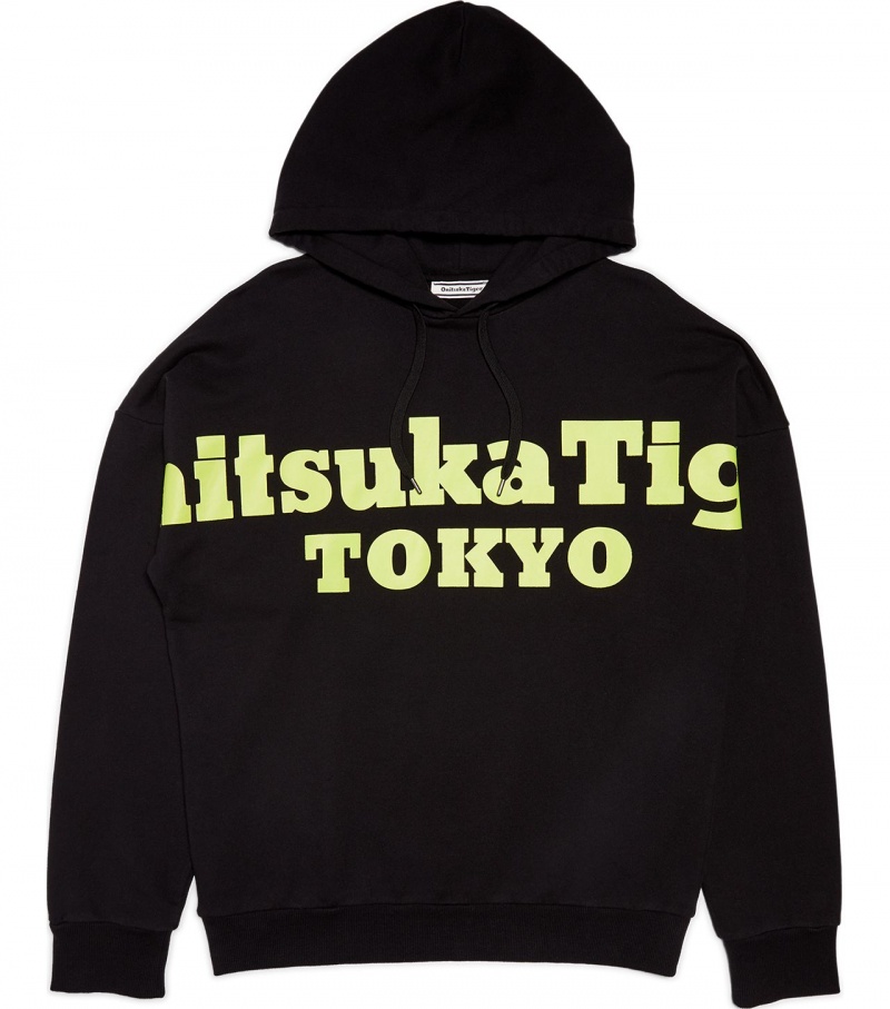 Black Onitsuka Tiger Hoodie | 39840-WJHZ