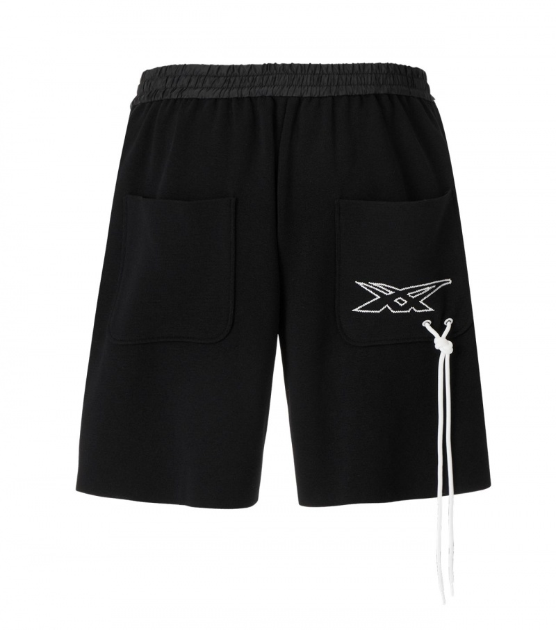 Black Onitsuka Tiger Knit Shorts | 78294-OIJZ