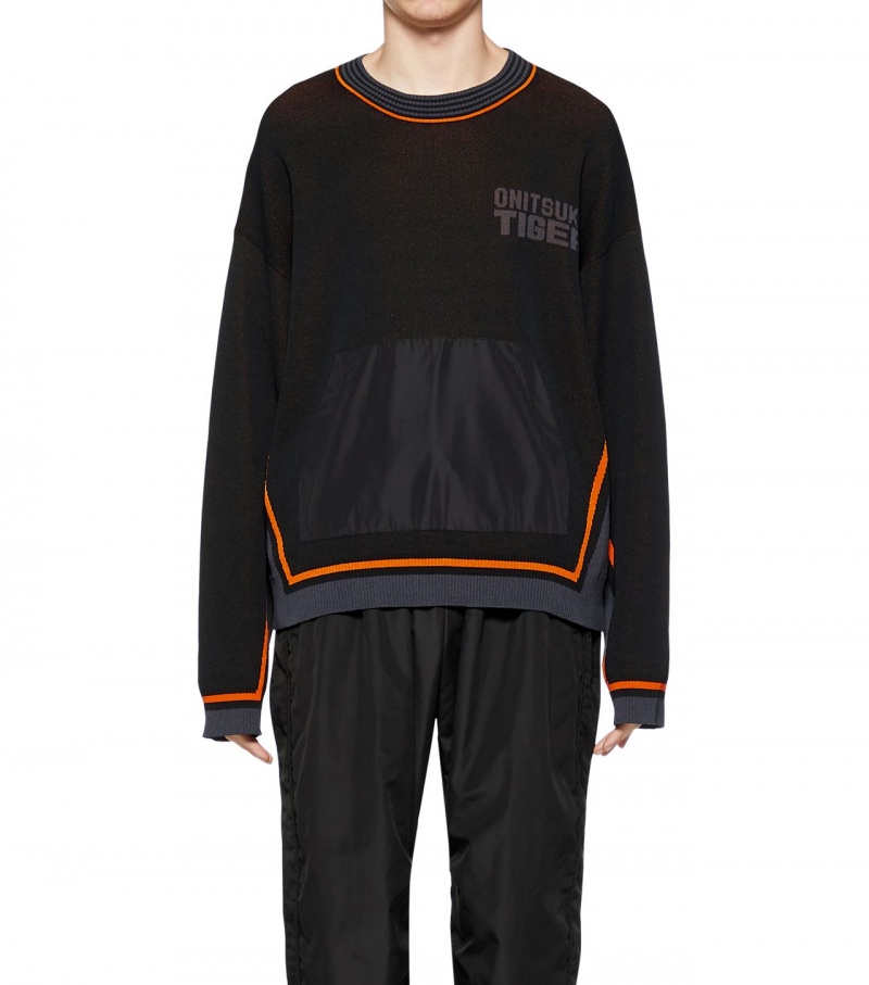 Black Onitsuka Tiger Knit Tops | 43925-PRYQ