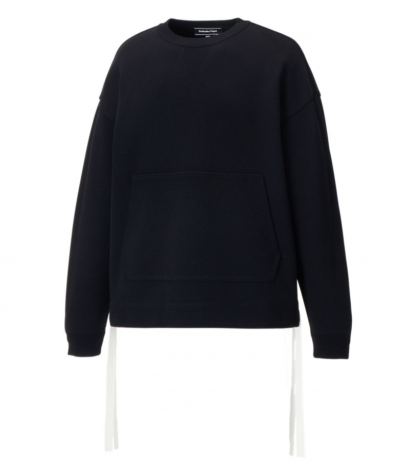 Black Onitsuka Tiger Ls Knit Tops | 97320-HOMP