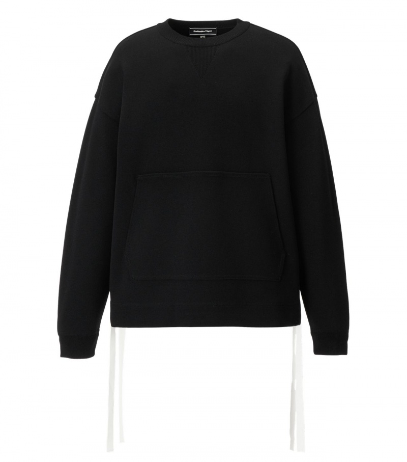 Black Onitsuka Tiger Ls Knit Tops | 97320-HOMP