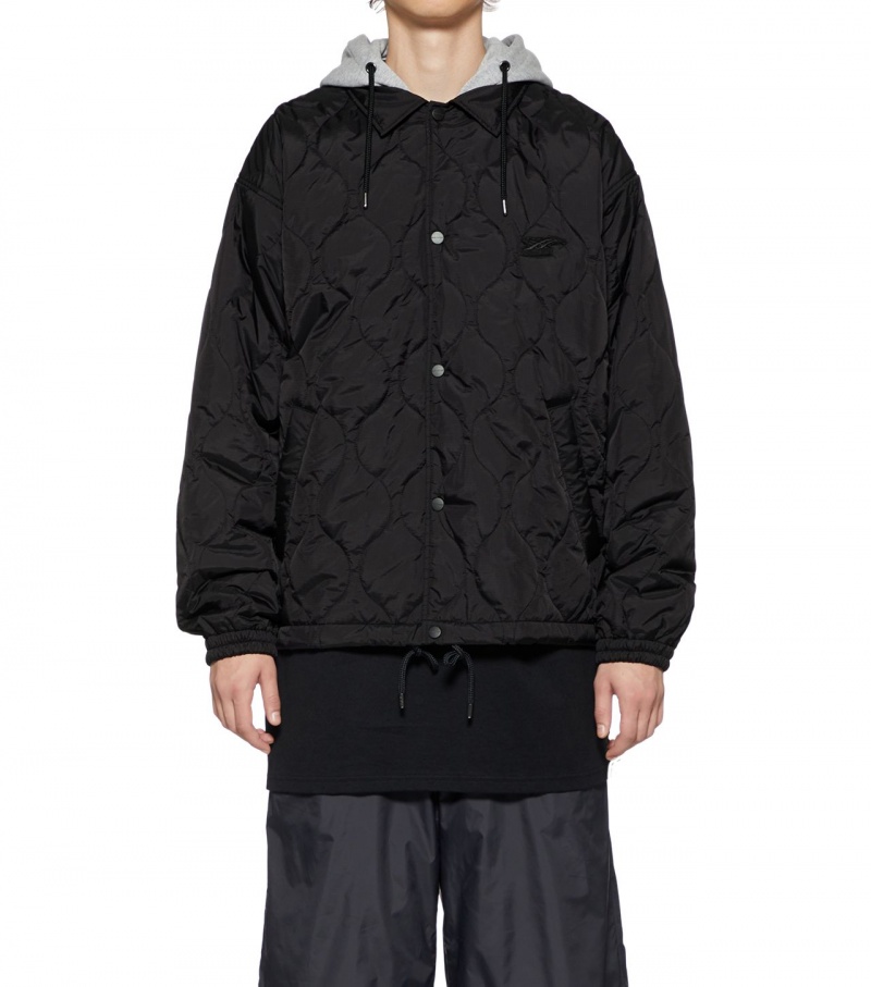 Black Onitsuka Tiger Quilted Jackets | 30426-DEBM