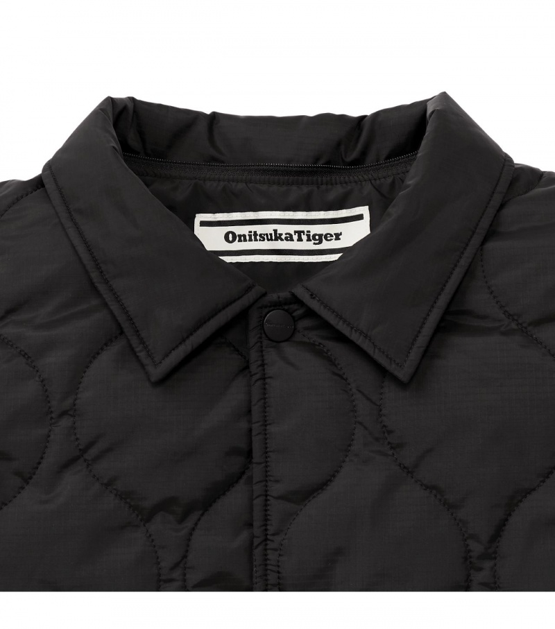 Black Onitsuka Tiger Quilted Jackets | 30426-DEBM