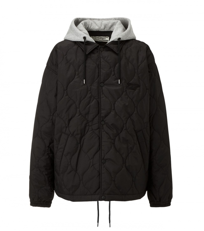 Black Onitsuka Tiger Quilted Jackets | 30426-DEBM