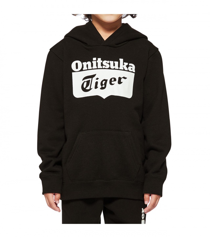 Black Onitsuka Tiger Sweat Hoodie | 92645-ACVK