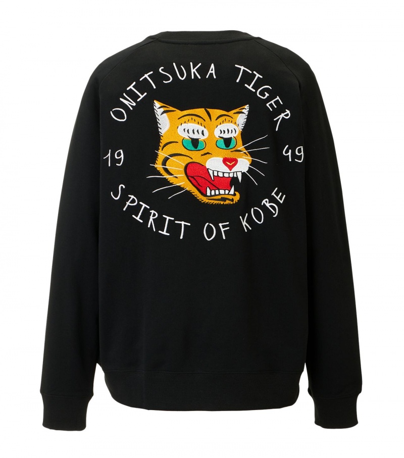 Black Onitsuka Tiger Sweat Tops | 38491-UHXI