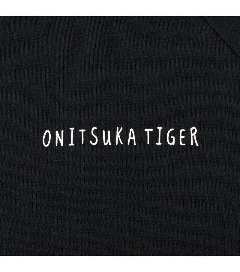 Black Onitsuka Tiger Sweat Tops | 38491-UHXI