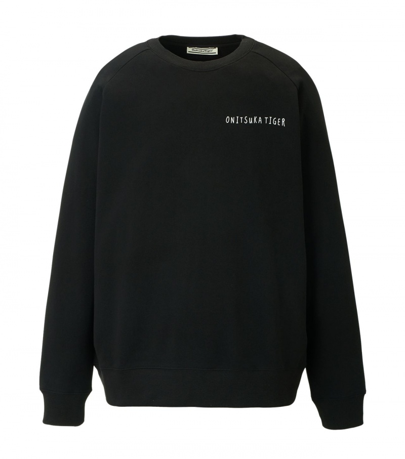 Black Onitsuka Tiger Sweat Tops | 38491-UHXI