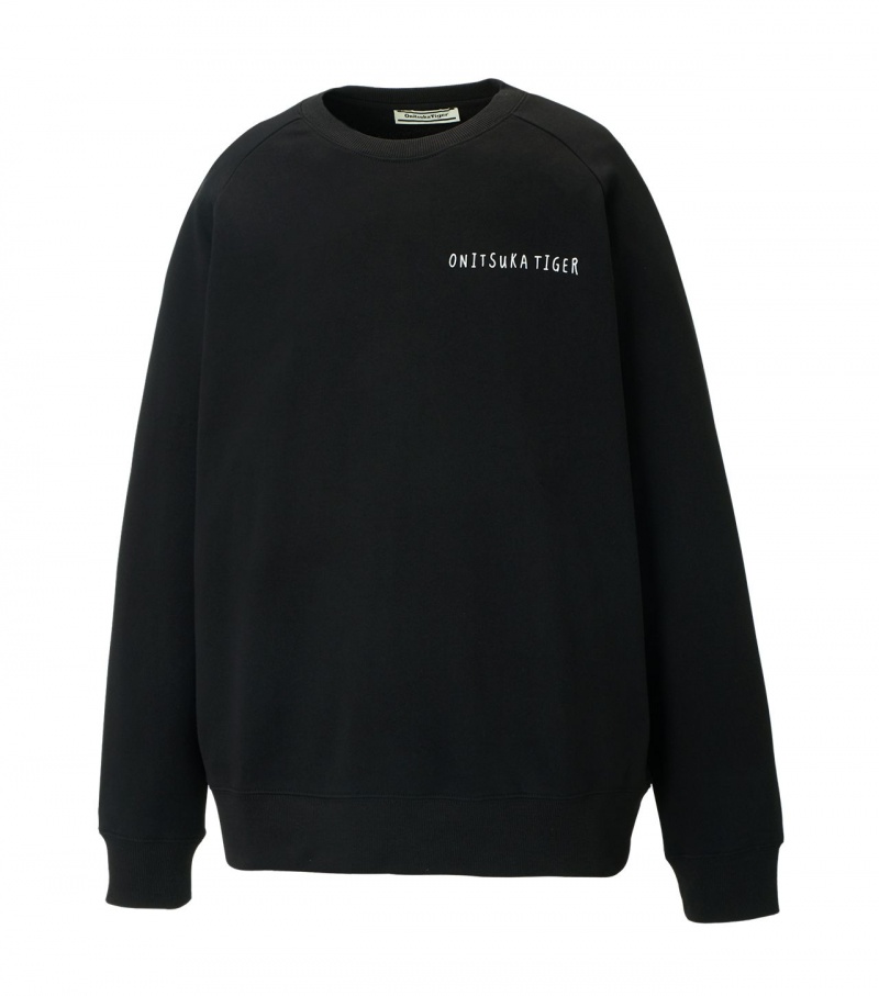 Black Onitsuka Tiger Sweat Tops | 46015-BYRH