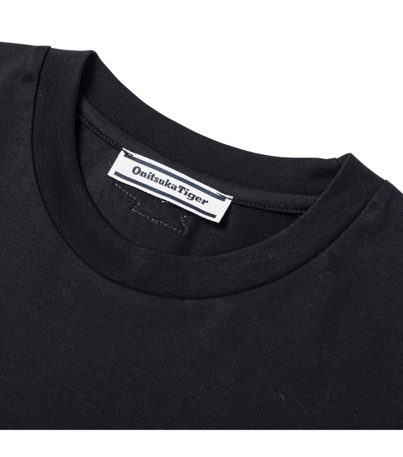 Black Onitsuka Tiger T Shirts | 16980-RLUI