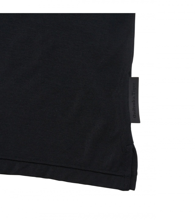 Black Onitsuka Tiger T Shirts | 49678-RCDH