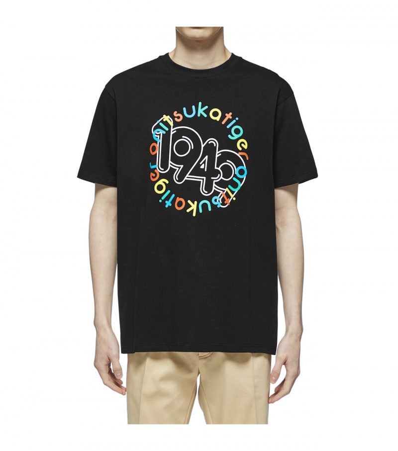 Black Onitsuka Tiger T Shirts | 61075-PXFS