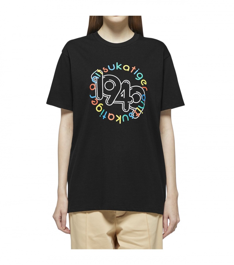 Black Onitsuka Tiger T Shirts | 61075-PXFS