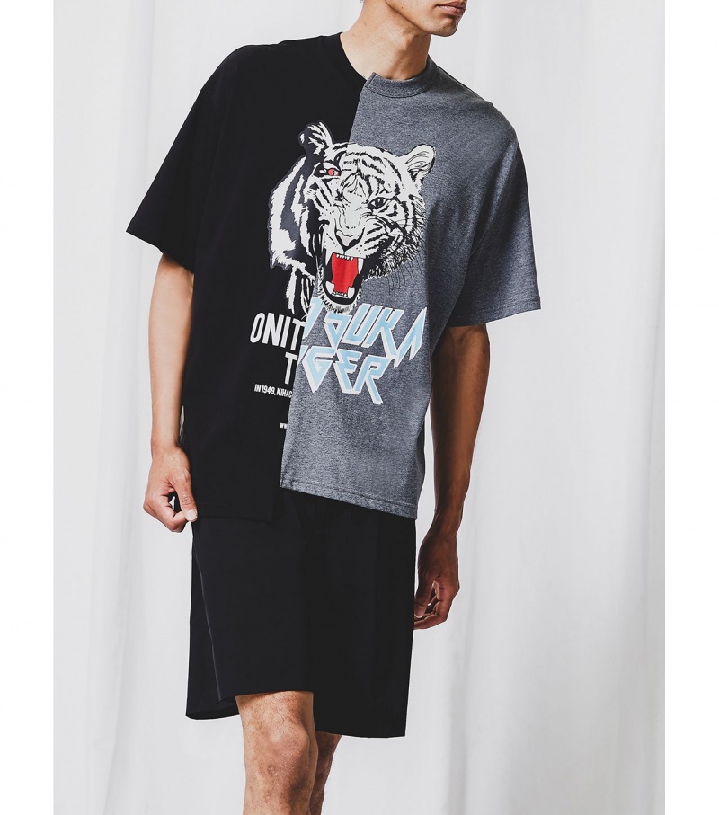 Black Onitsuka Tiger T Shirts | 64320-IWOV