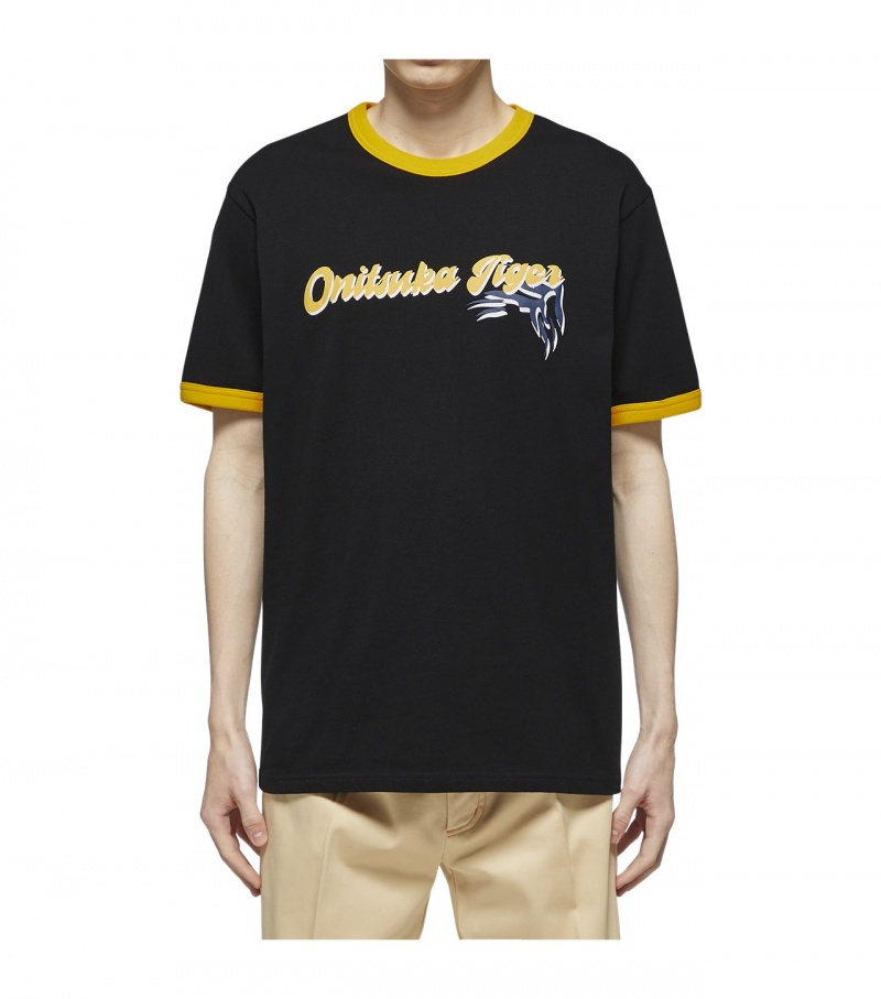 Black Onitsuka Tiger T Shirts | 67314-BAYU