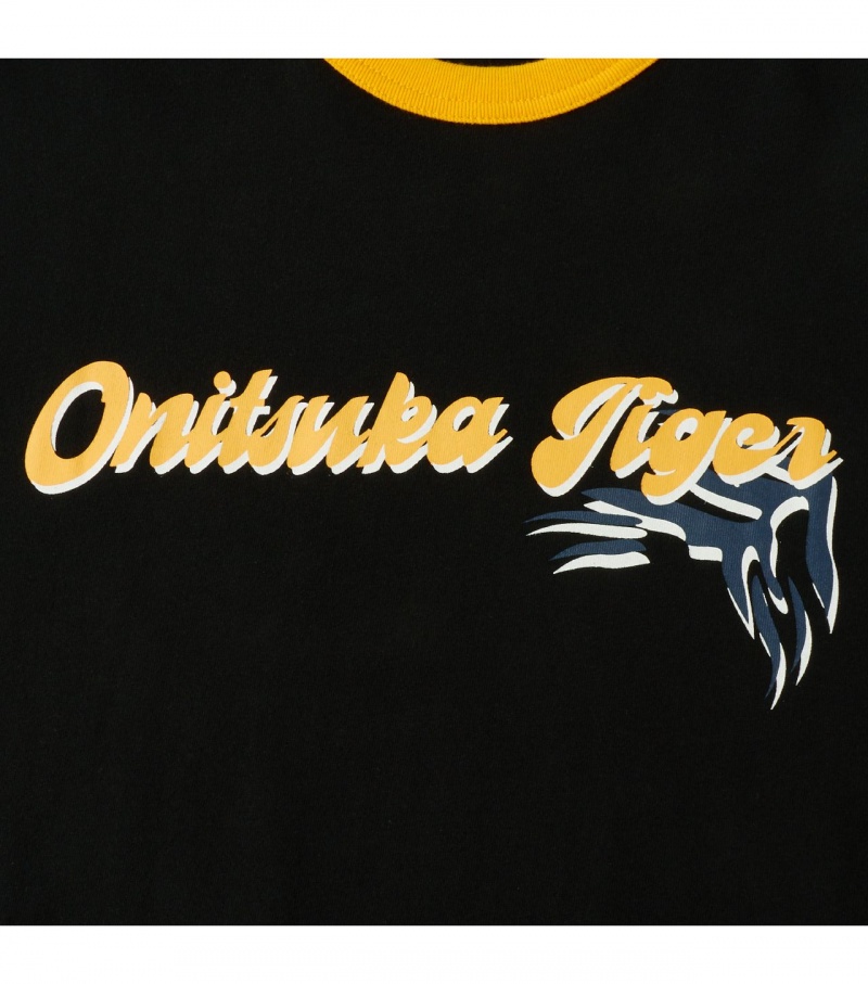 Black Onitsuka Tiger T Shirts | 74018-VHCZ