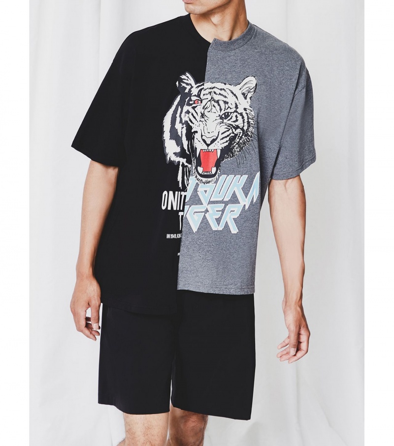 Black Onitsuka Tiger T Shirts | 96351-LCWN