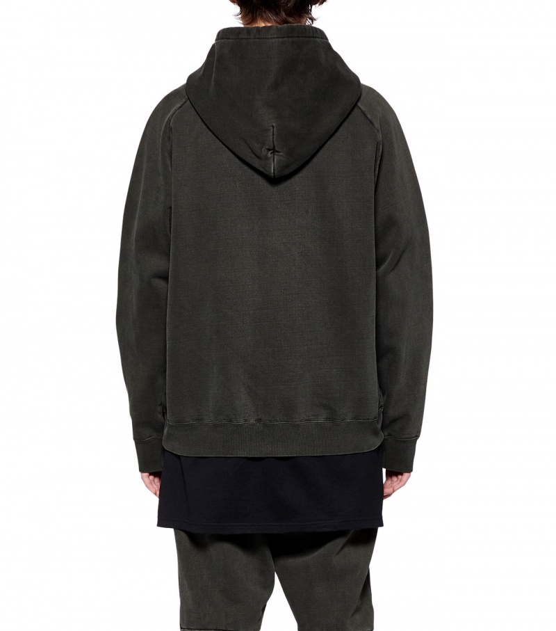 Black Onitsuka Tiger Washed Zip Up Hoodie | 56310-WXEF