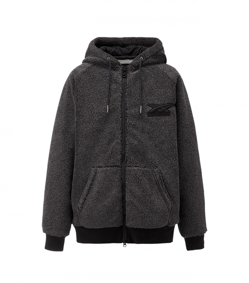 Black Onitsuka Tiger Zip-Up Hoodie | 39254-AXKT