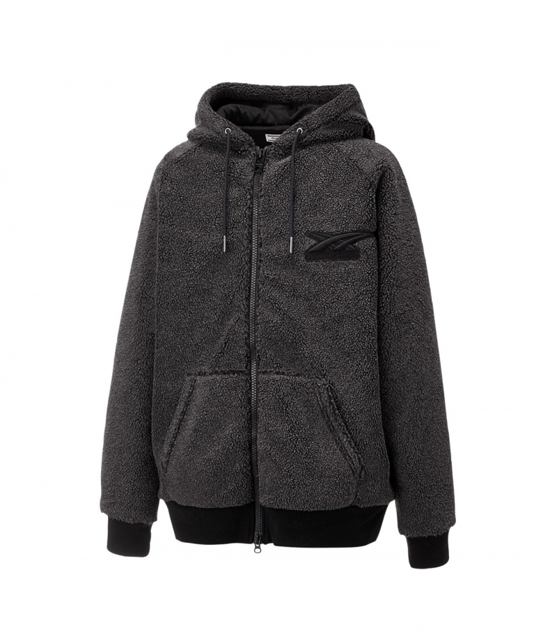 Black Onitsuka Tiger Zip-Up Hoodie | 68973-SJVT