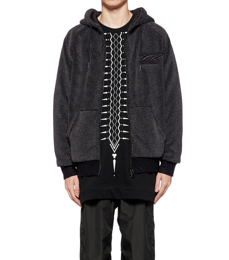 Black Onitsuka Tiger Zip-Up Hoodie | 68973-SJVT