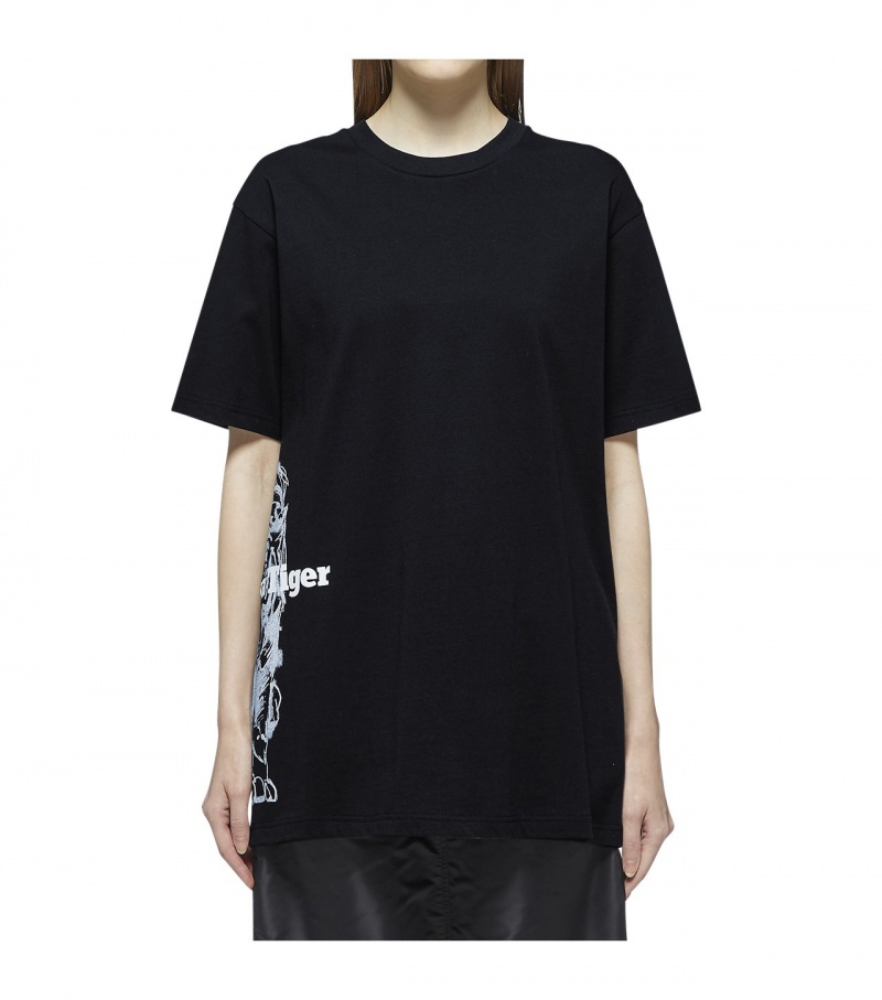 Black / Grey Onitsuka Tiger T Shirts | 17680-XYBN