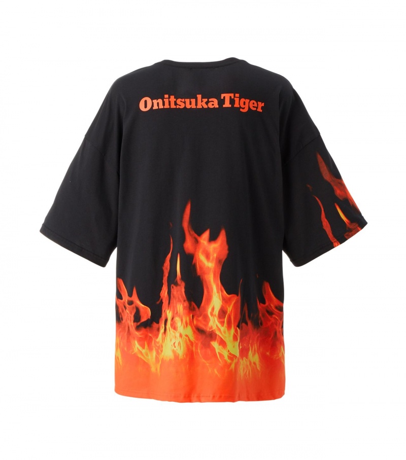 Black / Orange Onitsuka Tiger Ss Graphic T Shirts | 21386-IGUC