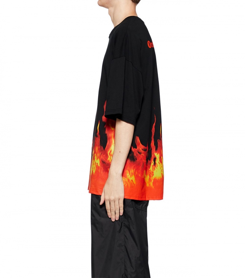 Black / Orange Onitsuka Tiger Ss Graphic T Shirts | 21386-IGUC