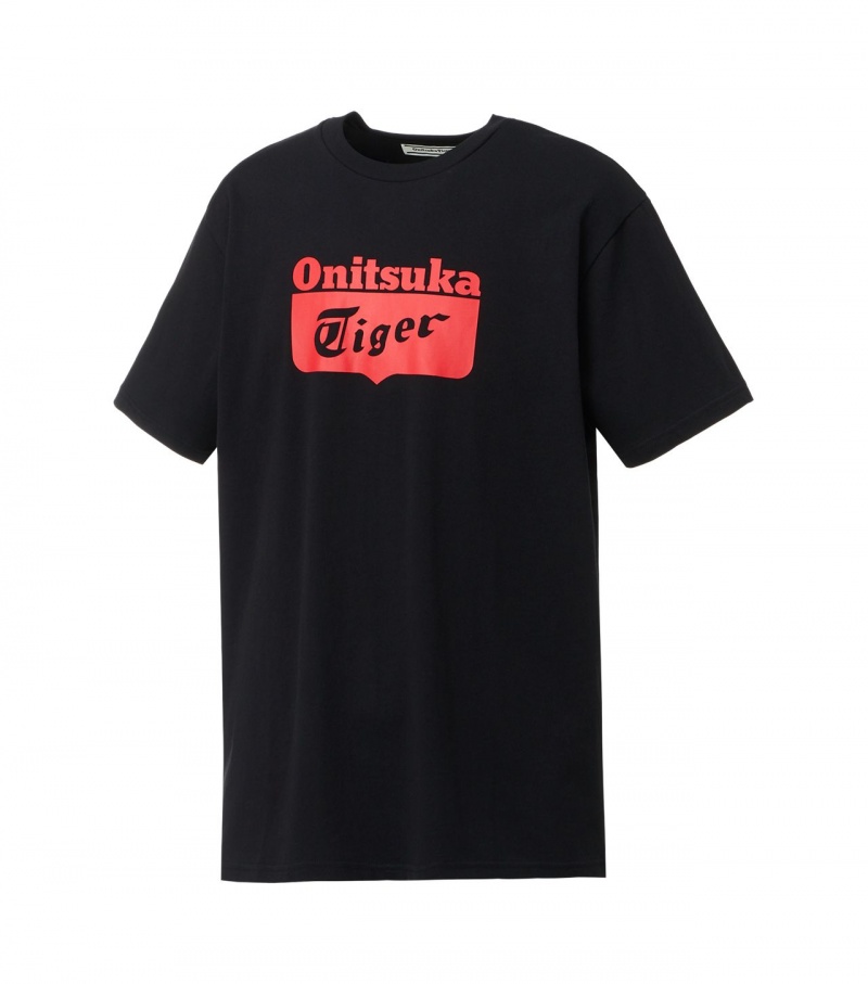 Black / Red Onitsuka Tiger Logo T Shirts | 41596-WRKG