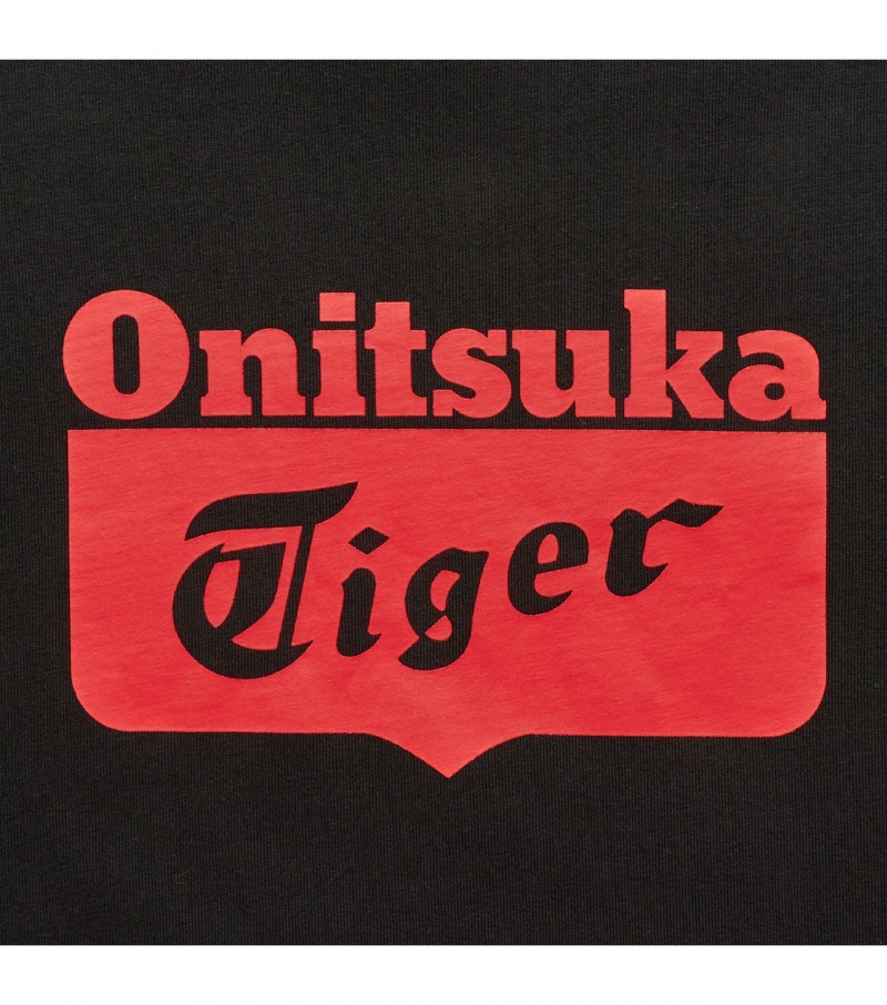 Black / Red Onitsuka Tiger Logo T Shirts | 41596-WRKG