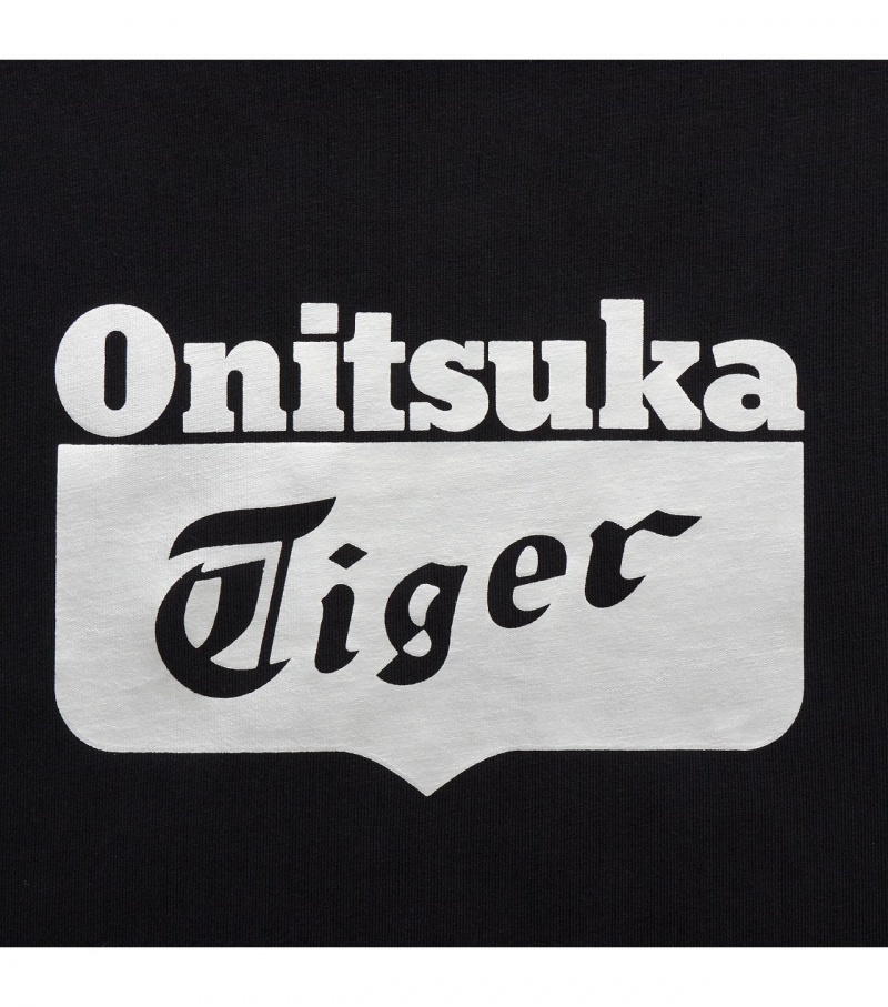 Black / Silver Onitsuka Tiger Logo T Shirts | 81635-OMHK