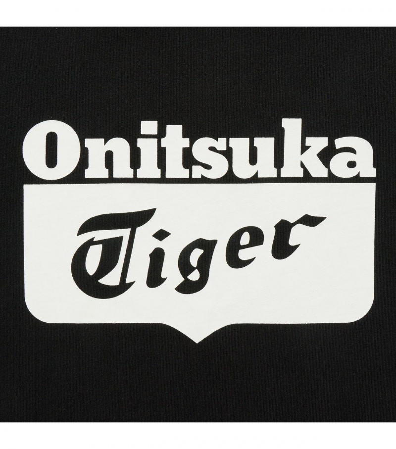 Black / White Onitsuka Tiger Logo T Shirts | 71350-ZFVE